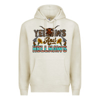 Oatmeal Heather yeehaws and hellnaws Premium Hoodie - CowhideDigitalArt