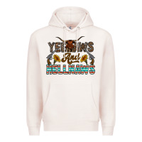 Pale Pink yeehaws and hellnaws Premium Hoodie - CowhideDigitalArt