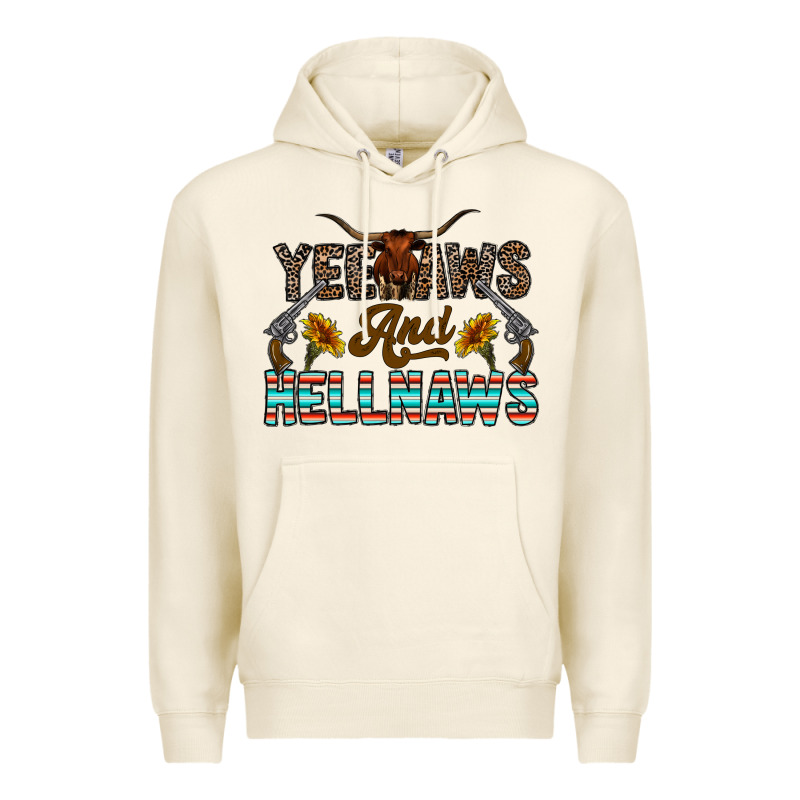 Yeehaws And Hellnaws Premium Hoodie by CowhideDigitalArt | Teevron