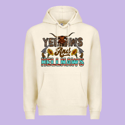 Yeehaws And Hellnaws Premium Hoodie Designed By Cowhidedigitalart