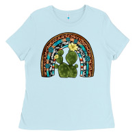 Baby Blue cactus gemstone rainbow Ladies Tee - Artiststas