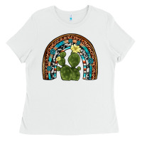 White cactus gemstone rainbow Ladies Tee - Artiststas