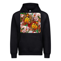 Black christmas pig  tartan with  hay and christmas ligh Urban Hoodie - FaDigitalArtStudio