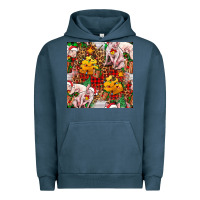 Pigment Midnight Navy christmas pig  tartan with  hay and christmas ligh Urban Hoodie - FaDigitalArtStudio