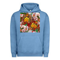 Pigment Pebble Blue christmas pig  tartan with  hay and christmas ligh Urban Hoodie - FaDigitalArtStudio