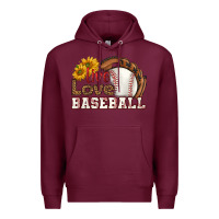 Burgundy live love baseball Premium Hoodie - HRA Design Shop