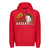 Red live love baseball Premium Hoodie - HRA Design Shop