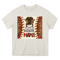 Cream Baseball Mom Messy Bun Heavy Core Tee - CowhideDigitalArt