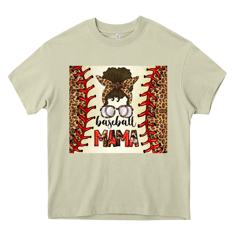 Baseball Mom Messy Bun Heavy Core Tee by CowhideDigitalArt | Teevron
