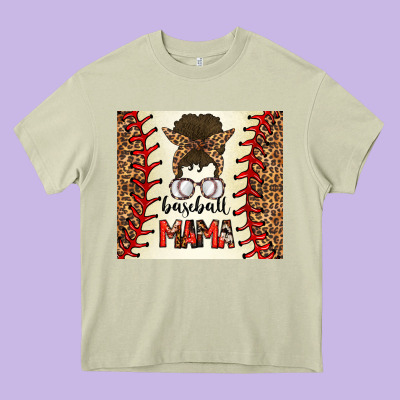 Baseball Mom Messy Bun Heavy Core Tee Designed By Cowhidedigitalart