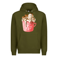 Army Green hotcocoa with snowman  fa element Premium Hoodie - FaDigitalArtStudio