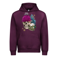 Mauve Wine winter skeleton skull Urban Hoodie - FaDigitalArtStudio