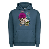 Pigment Midnight Navy winter skeleton skull Urban Hoodie - FaDigitalArtStudio