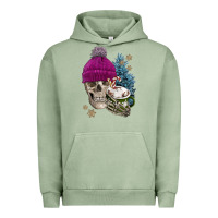 Pigment Oil Green winter skeleton skull Urban Hoodie - FaDigitalArtStudio