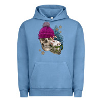 Pigment Pebble Blue winter skeleton skull Urban Hoodie - FaDigitalArtStudio