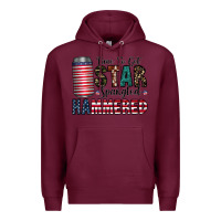 Burgundy Star Spangled Hammered Premium Hoodie - CowhideDigitalArt