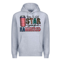 Heather Grey Star Spangled Hammered Premium Hoodie - CowhideDigitalArt