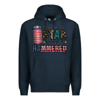 Navy Star Spangled Hammered Premium Hoodie - CowhideDigitalArt