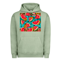 Pigment Oil Green watermelon and sunflowers Urban Hoodie - HRA Design Shop