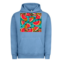 Pigment Pebble Blue watermelon and sunflowers Urban Hoodie - HRA Design Shop