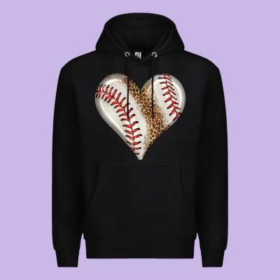 Baseball Heart Premium Hoodie Designed By Hra Design Shop