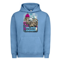 Pigment Pebble Blue Winter tis the season skeleton Urban Hoodie - FaDigitalArtStudio
