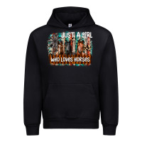Black just a girl who loves horses Urban Hoodie - CowhideDigitalArt