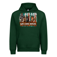 Forest Green just a girl who loves horses Urban Hoodie - CowhideDigitalArt