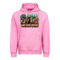 Fuchsia Pink just a girl who loves horses Urban Hoodie - CowhideDigitalArt