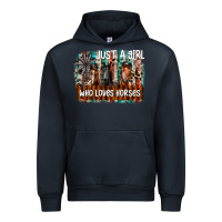 Navy just a girl who loves horses Urban Hoodie - CowhideDigitalArt