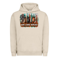 Pigment French Oak just a girl who loves horses Urban Hoodie - CowhideDigitalArt