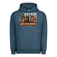 Pigment Midnight Navy just a girl who loves horses Urban Hoodie - CowhideDigitalArt