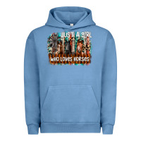 Pigment Pebble Blue just a girl who loves horses Urban Hoodie - CowhideDigitalArt