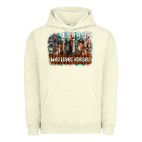 Pigment Pistachio just a girl who loves horses Urban Hoodie - CowhideDigitalArt