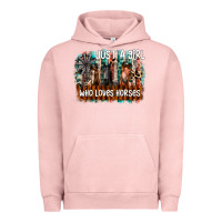 Pigment Salmon just a girl who loves horses Urban Hoodie - CowhideDigitalArt