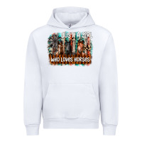 White just a girl who loves horses Urban Hoodie - CowhideDigitalArt