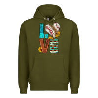 Army Green western love baseball Premium Hoodie - HRA Design Shop