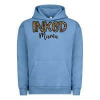 Pigment Pebble Blue ınked mama Urban Hoodie - CowhideDigitalArt