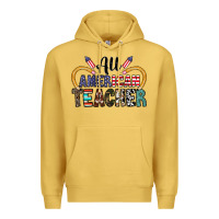 Antique Gold all american teacher Premium Hoodie - CowhideDigitalArt