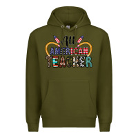 Army Green all american teacher Premium Hoodie - CowhideDigitalArt