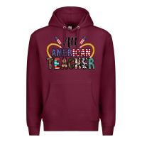Burgundy all american teacher Premium Hoodie - CowhideDigitalArt
