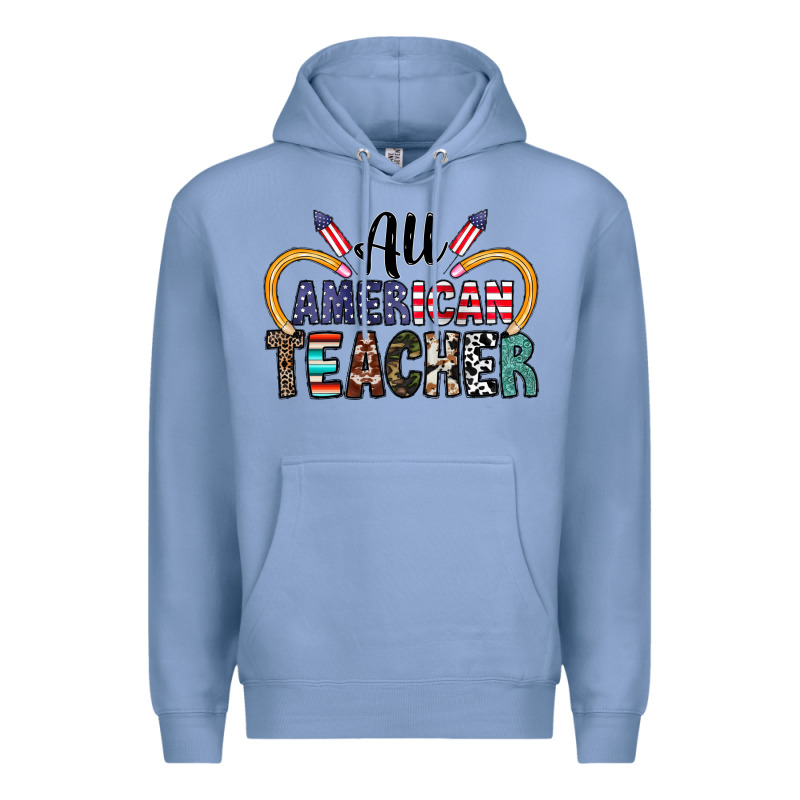 All American Teacher Premium Hoodie by CowhideDigitalArt | Teevron