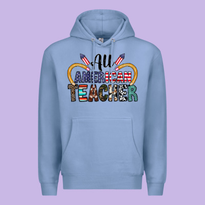 All American Teacher Premium Hoodie Designed By Cowhidedigitalart