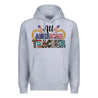 Heather Grey all american teacher Premium Hoodie - CowhideDigitalArt