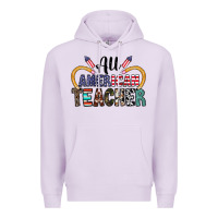 Lilac all american teacher Premium Hoodie - CowhideDigitalArt