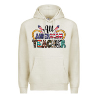 Oatmeal Heather all american teacher Premium Hoodie - CowhideDigitalArt