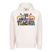 Pale Pink all american teacher Premium Hoodie - CowhideDigitalArt