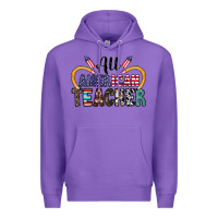 Purple all american teacher Premium Hoodie - CowhideDigitalArt
