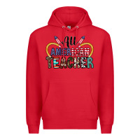 Red all american teacher Premium Hoodie - CowhideDigitalArt