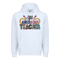 White all american teacher Premium Hoodie - CowhideDigitalArt
